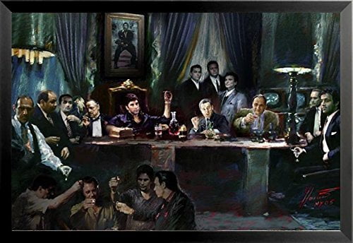 Buyartforless Quadro Incorniciato Con Stampa 'Busted' Di C.M. Coolidge - Cani Che Giocano A Poker, 36x24 Pollici, Nero