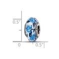thumbnail image 3 of 925 Sterling Silver Polished Oxidized Reflections Blue Rose Glitter Overlay Glass Bead Charm 12.73x7.27mm Wide Pendant N, 3 of 3