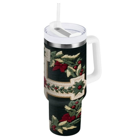 

40 Oz Car Handle Water Cup 10.8x3.85 Inch Stainless Steel Water Cup With Handle Water Cup Car Water Cup Travel Coffee Cup Garland Of Crosses