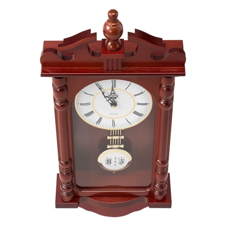 Grandfather Pendulum Clock 23 . 2 " with Silent Quartz Movement, Pine Wood Frame, Cherry Tone Grandfather Pendulum Clock 23 . 2 " with Silent Quartz Movement, Pine Wood Frame, Cherry Tone e 5