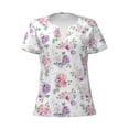 thumbnail image 2 of Honeii Rose Flower B Print Women's V-Neck T-Shirt,Short Sleeve V Neck Tees Tops for Women , Perfect for Work, Travel, and Everyday Wear, 2 of 7