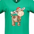 thumbnail image 4 of Inktastic Christmas Molly Moose Women's V-Neck T-Shirt, 4 of 5