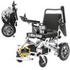 Electric Wheelchair for Adults, Folding All Terrain Lightweight Wheelchairs, Blue Leather