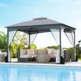 thumbnail image 2 of Costway 10x12 FT 2-Tier Patio Gazebo Canopy Netting Heavy-Duty Metal Easy-Setup Outdoor, 2 of 10
