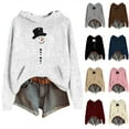 thumbnail image 5 of Women's Knit Christmas Snowman Printed Hooded Sweatshirt, Cute Long Sleeve Pullover Hoodie, Fall Winter Fashion Casual Top,Brown,2XL, 5 of 5
