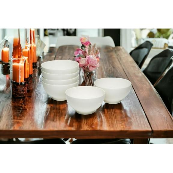 White Six Piece Porcelain Service For Six Bowl Set