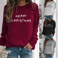 thumbnail image 4 of Christmas Tops-- Long Sleeve Pullover Crewneck Sweatshirt for Womens with Merry Christmas Letter Graphic Tops Casual Pullover Gift Blouse, 4 of 4