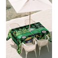 thumbnail image 3 of 52x70 Inch Outdoor Tablecloth with Umbrella Hole Zipper Rectangle St. Patrick's Day Rectangular Tablecloths Outside Waterproof Green Truck Lucky Shamrocks Farmhouse Check Patio Table Cover for Picnic, 3 of 8