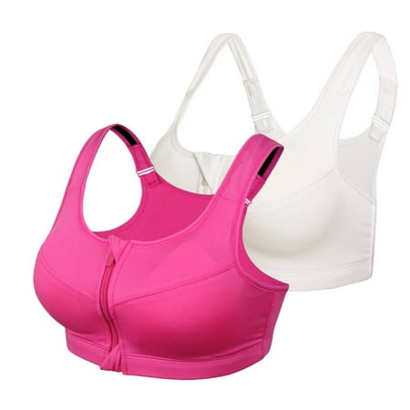 

2PCS Plus Size Zipper Push Up Sport Bra Shockproof Women Fitness Bra Yoga Vest Sports Top for Gym Running Exercise M-5XL
