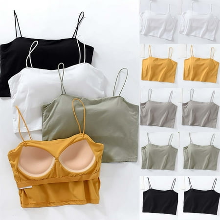 DxhmoneyHX Comfy Cami Bra for Women Crop Tank Top Yoga Bralette Longline Padded Lounge Basic Bra
