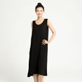 thumbnail image 3 of Previn Women's Bamboo Cotton Nightgown Soft Summer Sleepwear Sleeveless Nighties Calf Length Pj Dress Lightweight Sleep Shirt Scoop Neck Comfy Chemise Black Medium, 3 of 4