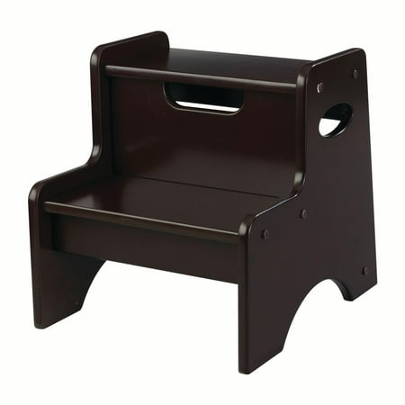 KidKraft Wooden Two-Step Children's Stool with Handles - Espresso