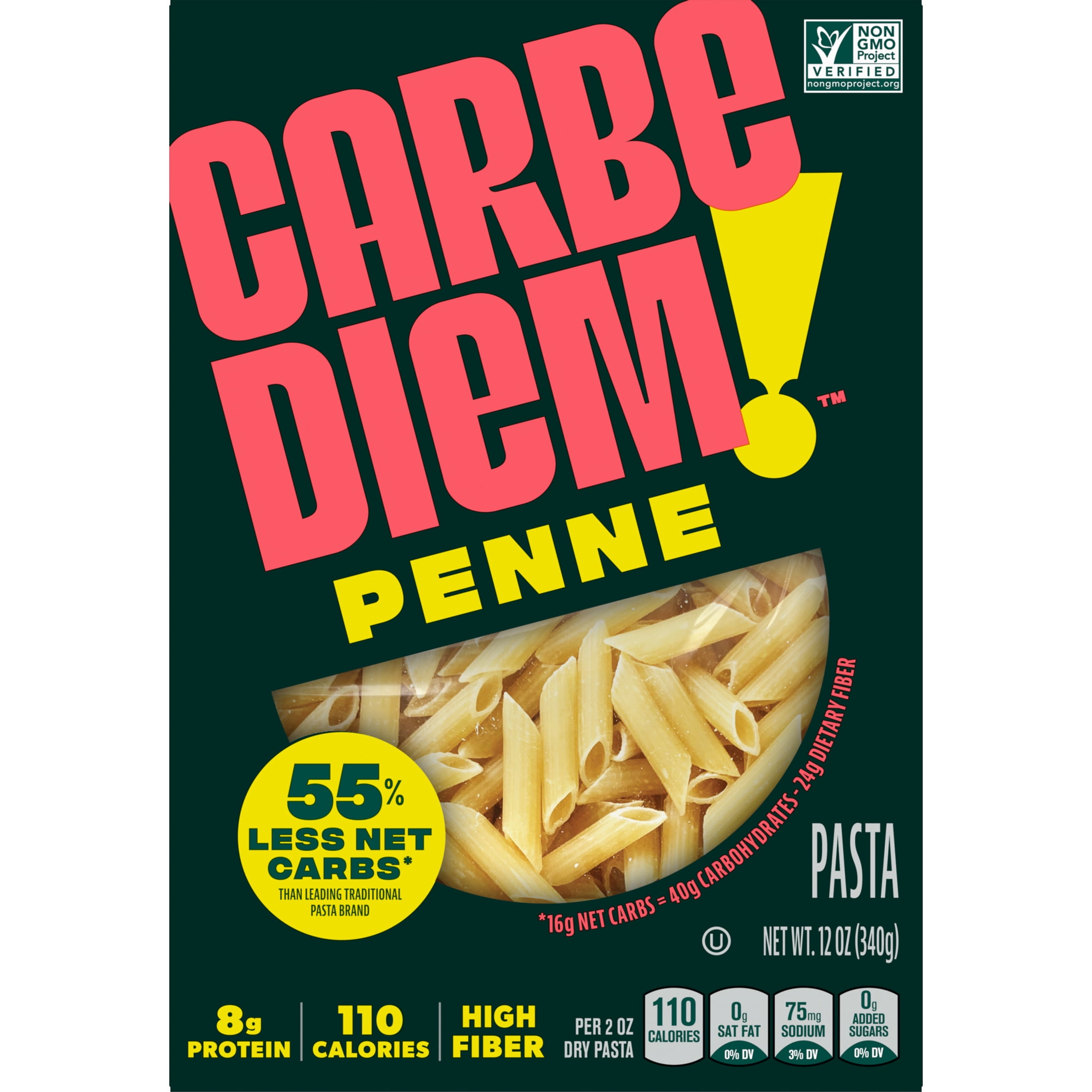 Carbe Diem High Fiber Penne Pasta, Dairy-Free & Wheat-Free, 12 oz
