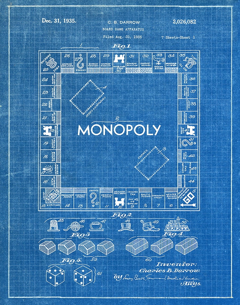 Original Monopoly Game Artwork Submitted In 1935 Toys and Games