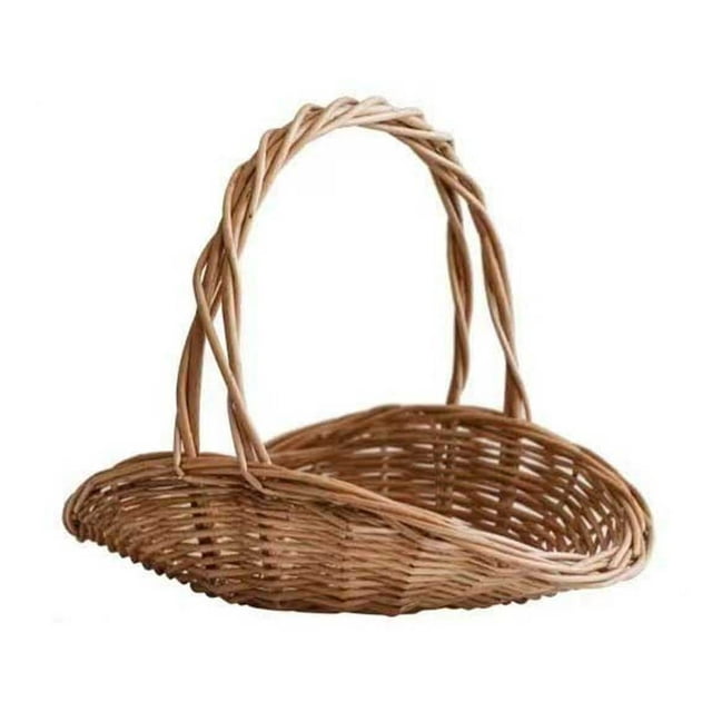 HLONKRattan Basket with Handle Rattan Flower Basket Wicker Planter Basket with Handle Multipurpose Garden Baskets for Gathering Vegetables Portable Flower Gathering Basket Woven Basket fo