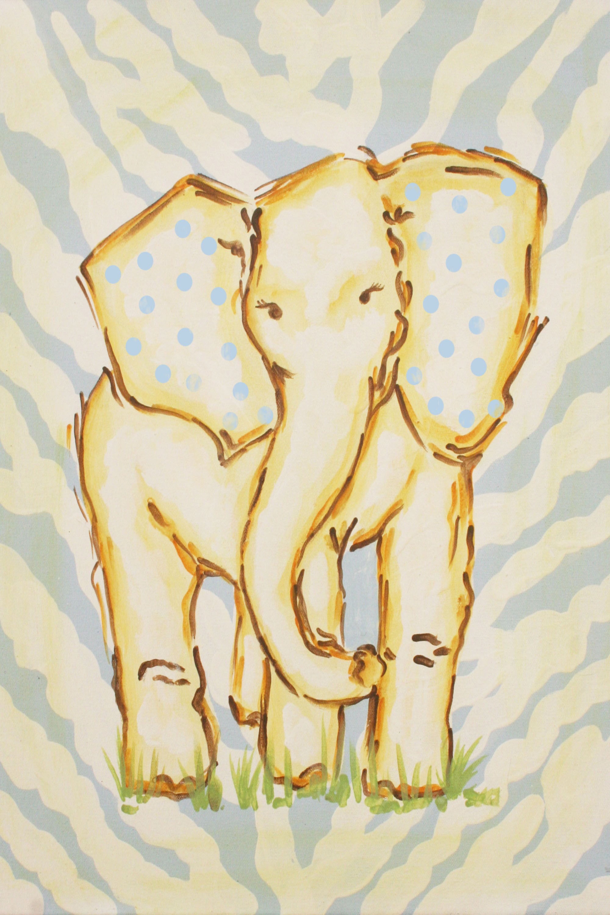 "Yellow Elephant" Painting Print on Wrapped Canvas