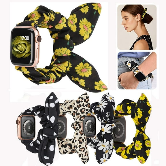 OUSITAID Scrunchie Soft Loop Band Strap For Apple Watch iWatch Series 5/4/3/2/1 (38/40mm, Yellow)