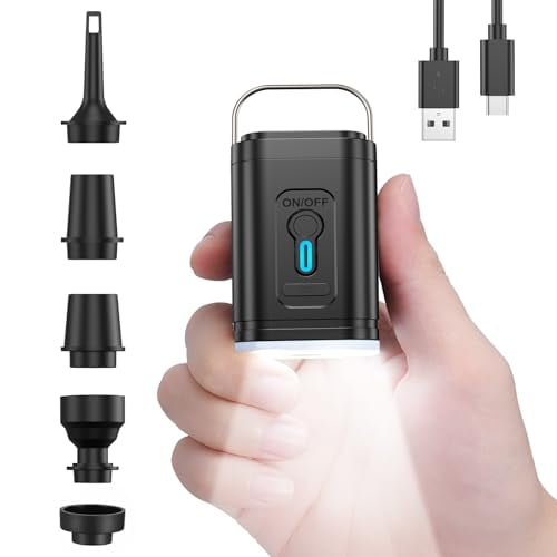 Minibomba de Aire Eléctrica Portátil Recargable USB-C con Inflado/Desinflado Rápido y Sensor de Presión para Colchones Flotadores y Bolsas al Vacío