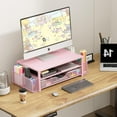 thumbnail image 5 of Ahot Organizers and Accessories, 2-Tier Computer Monitor Stand Riser with Drawer and 2 Pen Holders, Laptop Stand, Office Desk Accessories & Office Decor for Women, Pink, 5 of 6