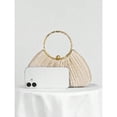 thumbnail image 4 of REMANLAND Women's Satin Pleated Evening Clutch Purse, Orange, 4 of 7
