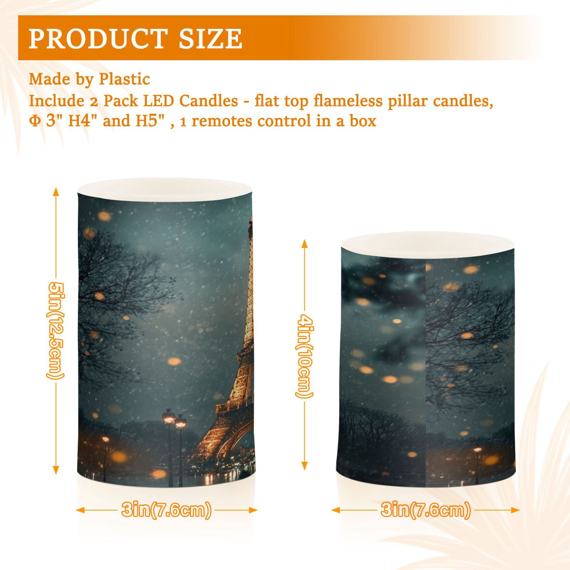 WOBOGO Size Combo Candle Flickering Flameless with Remote Control and Timer for Romantic Atmosphere The Tower Of Paris