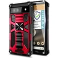 thumbnail image 5 of Nagebee Phone Case Compatible for Google Pixel 7a (2023) with Tempered Glass Screen Protector (Full Coverage), Full-Body Protective Shockproof [Military-Grade] Built in Kickstand Heavy-Duty (Red), 5 of 5