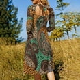 thumbnail image 5 of Leopard Paisley Vibrant Textile Women's Fall Dresses Casual Loose Flowy Swing Shift Dress, 5 of 9