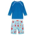 thumbnail image 2 of vastwit Kids Boys Rash Guard Swimsuit Shark Fish Print Long Sleeve Swim Shirts with Shorts Set Blue 2-3, 2 of 7