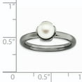 thumbnail image 2 of White Freshwater Cultured Pearl Sterling Silver Black-Plate Ring, 2 of 5