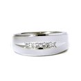 thumbnail image 2 of Bague pour Homme en Or Blanc Texturé 1/6 Ct pour Anniversaire de Mariage, 2 of 2