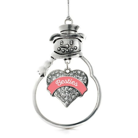Coral Besties Pave Heart Snowman Holiday Ornament For Best (The Best Christmas Carol Ever)