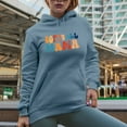 thumbnail image 2 of Softball Mama, Mother of a Softball Player Themed, Groovy Retro Wavy Text Merch Gift, Light Blue Hooded Sweatshirt or Hoodie, Large, 2 of 5