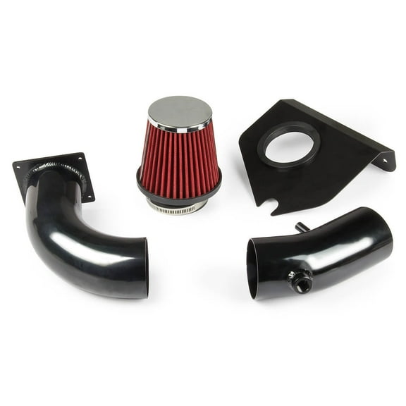 DNA Motoring AIP-HS-F007-RD For 1999 to 2004 Ford Mustang SN95 3.8 Black Cold Air Intake Pipe Heat Shield Red Filter System 00 01 02 03
