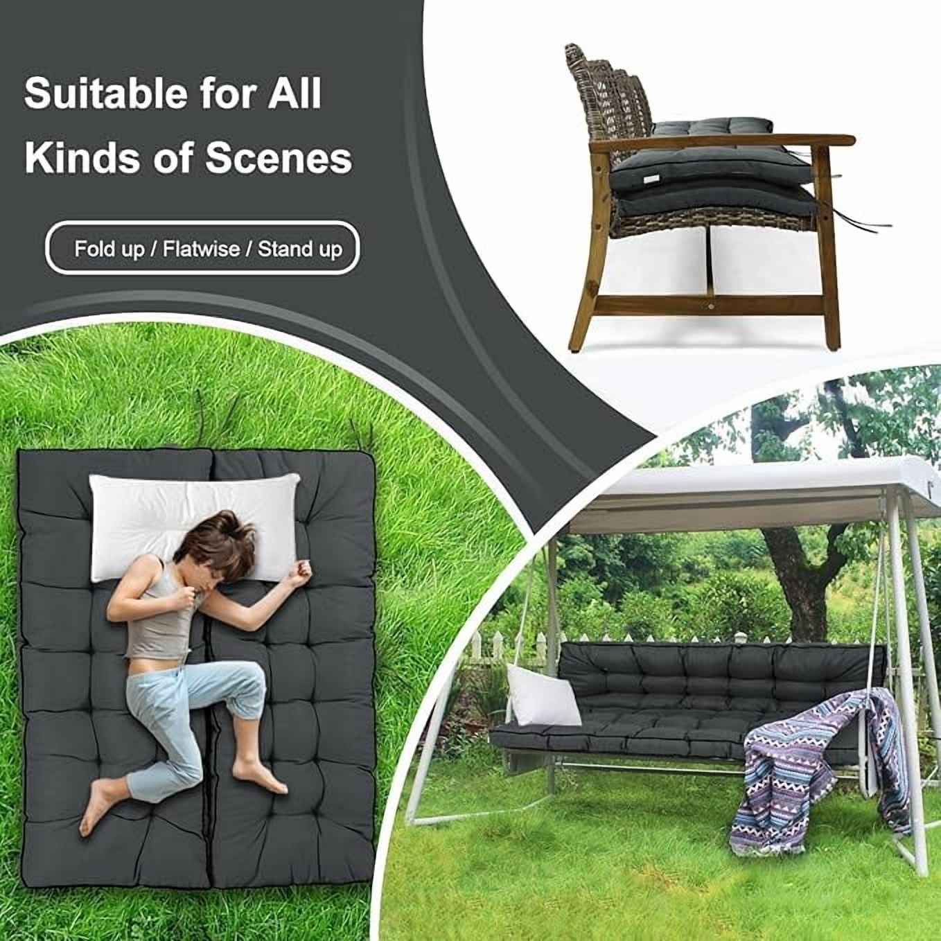 YLLN Porch Swing Cushions, Patio Furniture Cushions With 4" Thicken Backrest, Waterproof & Machine Washable, with Ties, Bench Cushions For Outdoor Furniture（40"x70"Dark Gray）