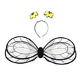 thumbnail image 1 of Disfraz de ala de abeja para adultos y niños, divertido, moderno y cómodo con diadema. Negro, 1 of 9