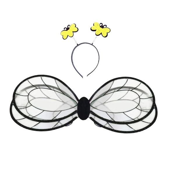 Diadema con alas de animal para mujer, accesorio ligero para cosplay y baile escénico. Negro