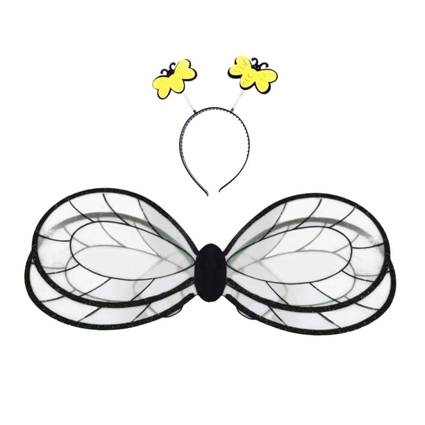 Diadema con alas de animal para mujer, accesorio ligero para cosplay y baile escénico. Negro