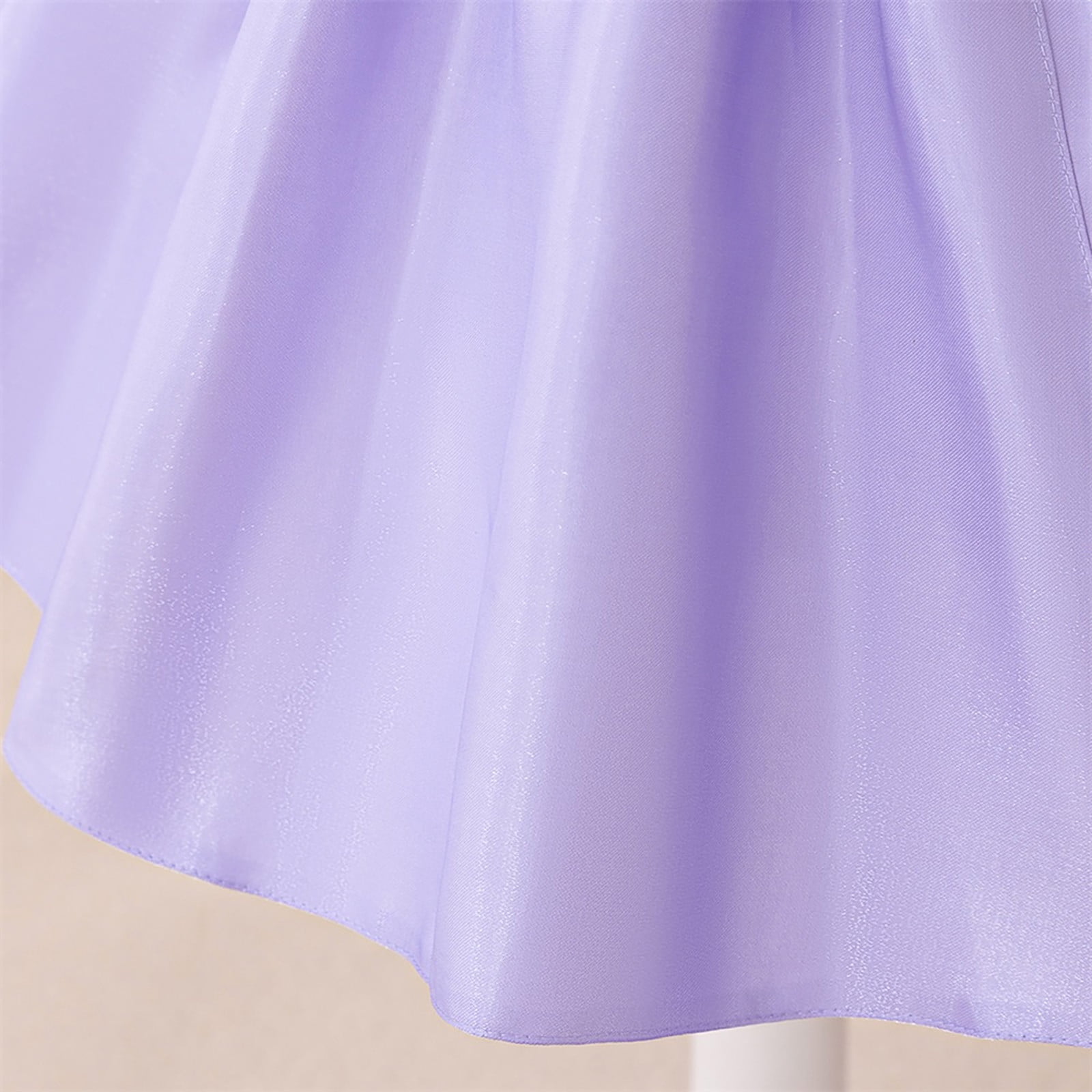 Wdgfv Girls Flutter Sleeve Beaded Dress Casual Party Wear Toddler Kids School Outdoor Comfortable Stylish Outfit Purple 3-4 Years