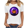 thumbnail image 2 of Danhjin Women's Halloween Print T-Shirts Short Sleeve Crew Neck Casual Pullover Tops Lightweight Loose Cute Graphic Fashion Shirts, 2 of 7