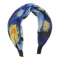 Unique Bargains 1 Pc Wide Tie Ink Painting Headbands for Women Dark Blue
