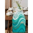 thumbnail image 4 of Teal Waves Abstract Table Runner 72 Inches, Gradient Fluid Water Ripple Bed Runner Dresser Scarves Tabletop for Indoor Outdoor Parties/Ceremony/Banquet, 13" x 72", 4 of 8