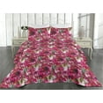 thumbnail image 2 of Ambesonne Flowers Vintage Quilted Bedspread Set 3 Pcs, Romantic Hibiscus, Twin, Hot Pink Olive Green, 2 of 4