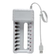 thumbnail image 1 of Chargeur de Pile Usb Rechargeable 8 Emplacements Charge Rapide pour Outils de Pile Aaa/Aa Blanc, 1 of 6