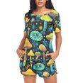 thumbnail image 4 of joogoo Women's Pajama Set Bohomia Magic Mushroom Short Sleepwear Loungewear with Pockets S, 4 of 7