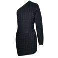 thumbnail image 4 of Moda mujer Color sólido Sexy un hombro mangas largas de punto nalgas cuerda torcida Midi vestido Fridja  nbo1373, 4 of 4