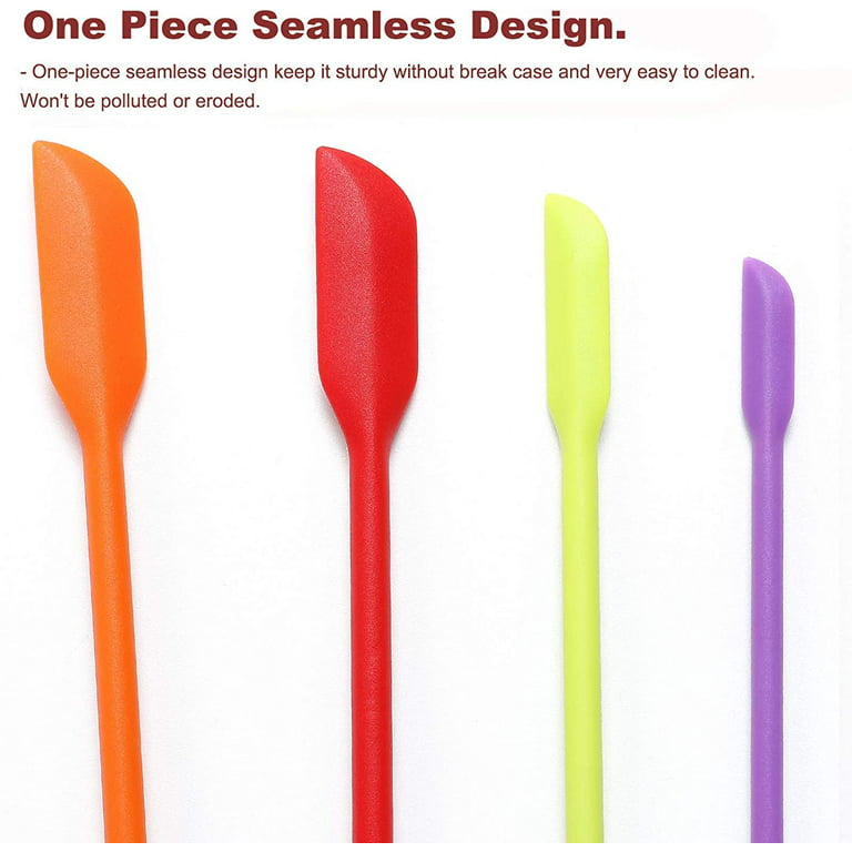 Yovell Mini Silicone Spatula Set, Small Makeup Spatula, Thin Jar Scraper  for Skinny Openings, Kitchen, Food Bottles, Beauty Products, Cosmetic, Set  of 6 (Multi-Color) Multicolor
