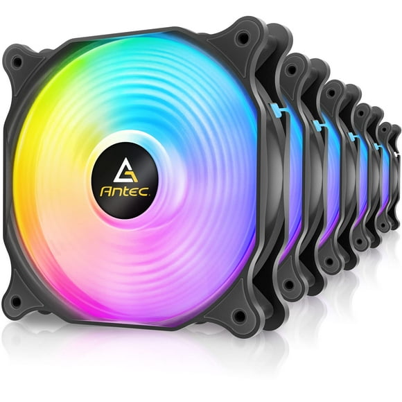 Antec RGB Fans, PC Fans, 120mm Fan, Case Fan 5 Packs, Case Fans 3-Pin 5V Addresable RGB Fans with Controller, MOBO Sync with 5V 3-Pin, F12 Racing