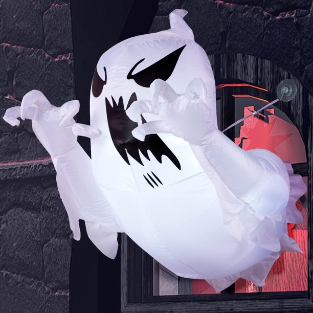 Inflable de fantasma volador escalofriante de Halloween de 1 m de alto que sale de la ventana, con led integrados, para fiesta de Halloween en interiores, exteriores, patio, jardín, decoración d