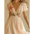 thumbnail image 3 of ZOELNIC Women's Floral Maxi Dress Flowy V Neck Empire Waist Summer Wedding Guest Party Casual Chiffon Dress, S, 3 of 6