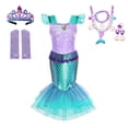 thumbnail image 5 of Disney vestido de princesa sirenita para niña, traje de lujo con estampado de encaje y volantes para Halloween, Carnaval, cumpleaños, Cosplay, Ariel, 5 of 5